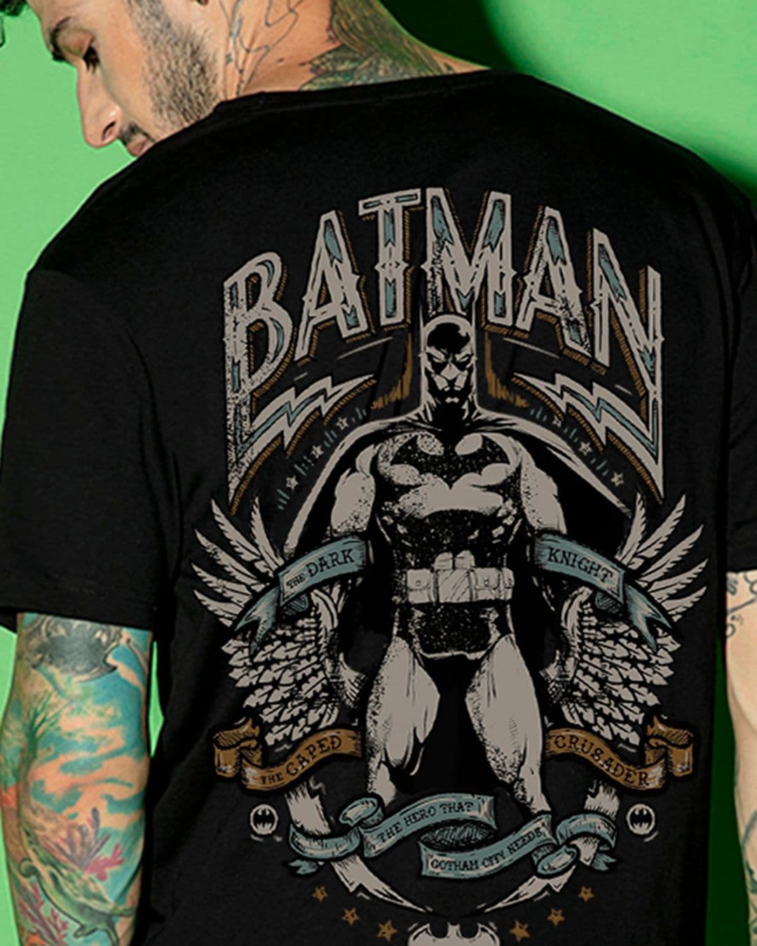 Men's Black The Dark Knight Graphic Printed T-shirt 5